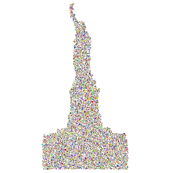 Statue Of Liberty Profile Silhouette Circles Polyprismatic