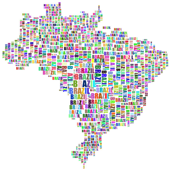 Brazil Map Typography Prismatic