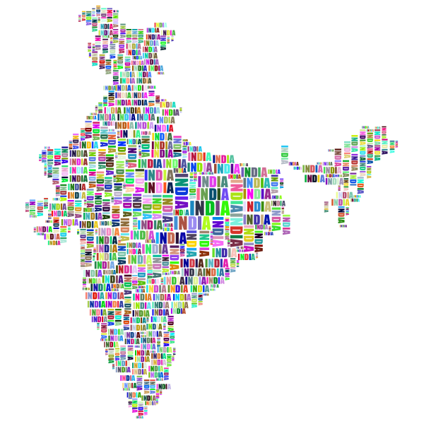 India Map Typography Prismatic