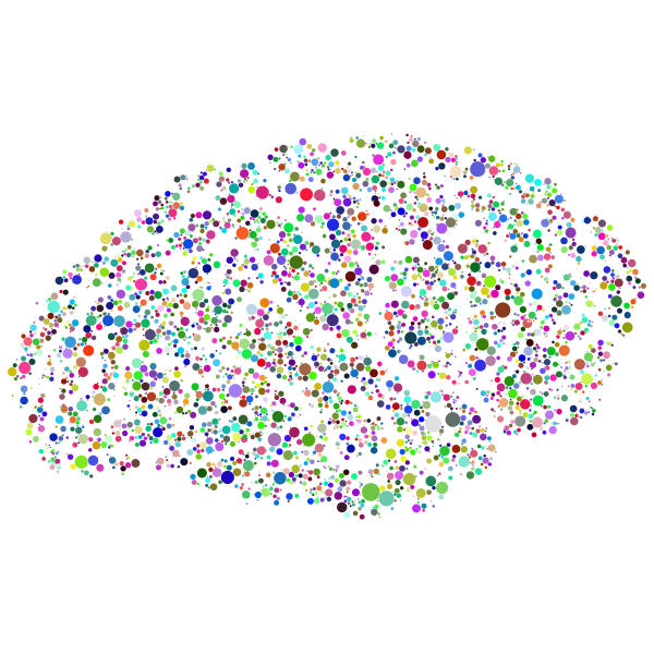 Brain Silhouette Circles Prismatic