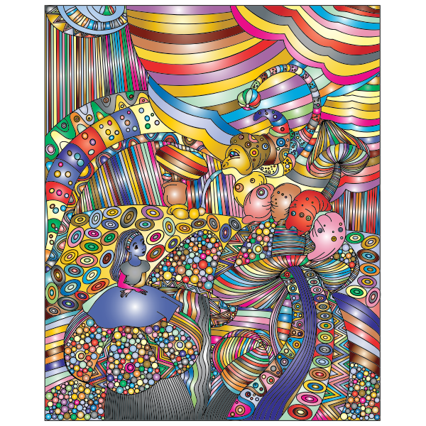 Alice In Wonderland Line Art Prismatic