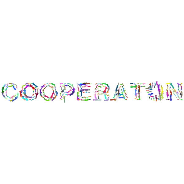 Cooperation Hands Typography Prismatic