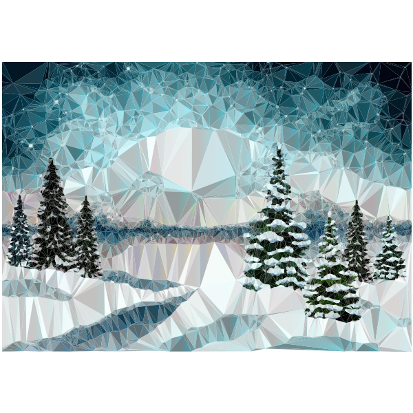 Idyllic Winter Landscape Low Poly