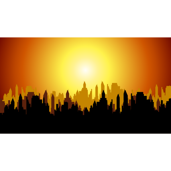 Fictional City Sunset | Free SVG