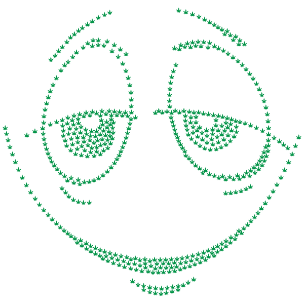 Stoned Smiley Face Marijuana Green