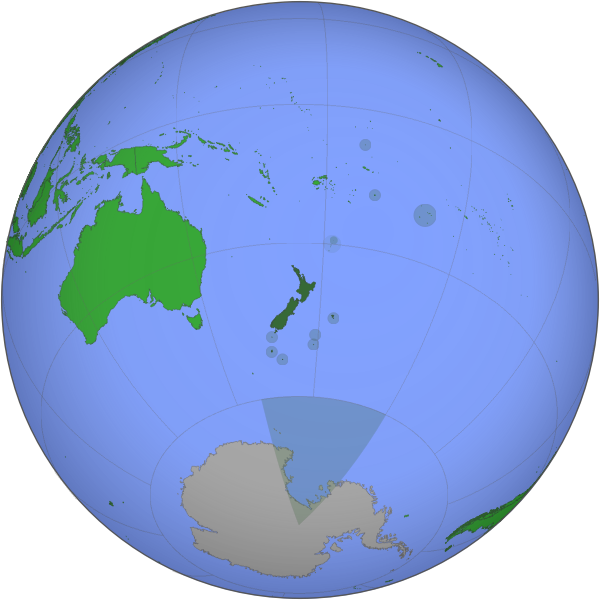Orthographic image of the world, centred on NZ