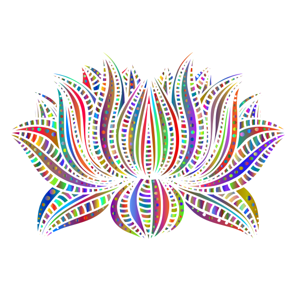 Decorative Lotus Line Art By AngelaRoseMS2 Polyprismatic No Black