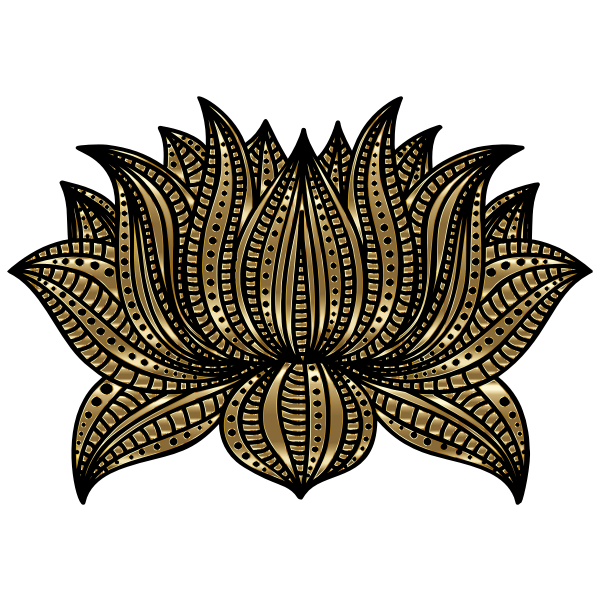 Decorative Lotus Line Art By AngelaRoseMS2 Gold