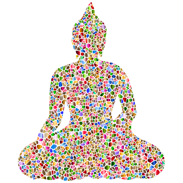 Sitting Buddha Silhouette Tiles Polychromatic