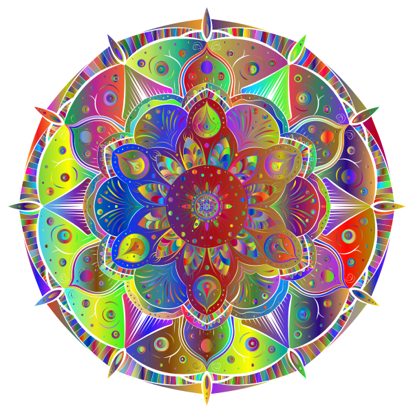 Intricate Floral Mandala By Amely II Polyprismatic No Black | Free SVG