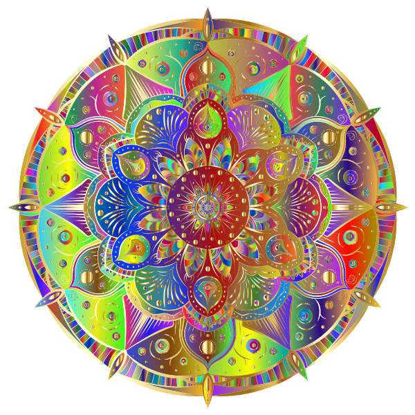 Intricate Floral Mandala By Amely II Polyprismatic Gold