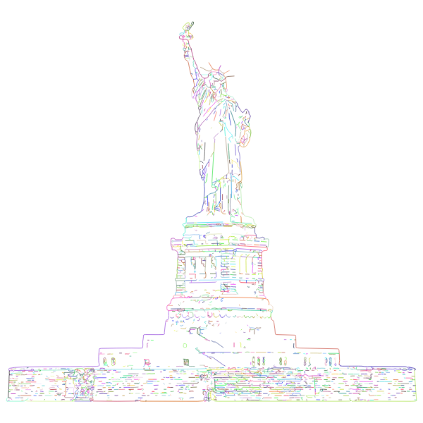 Statue Of Liberty Line Art Strokes Prismatic No BG