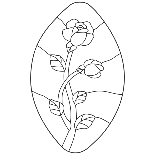 Rose Stained Glass Line Art