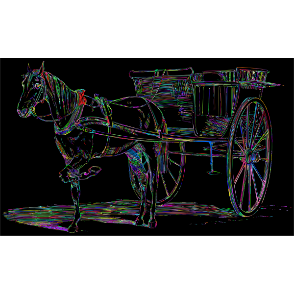 Vintage Horse And Carriage Line Art Prismatic