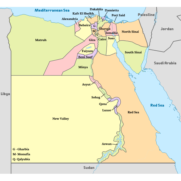 Egypt, administrative divisions map