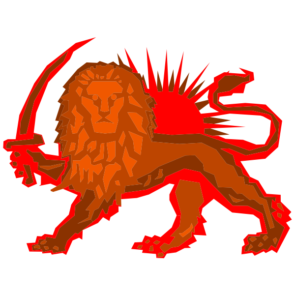 Polygonal Lion And Sun Red