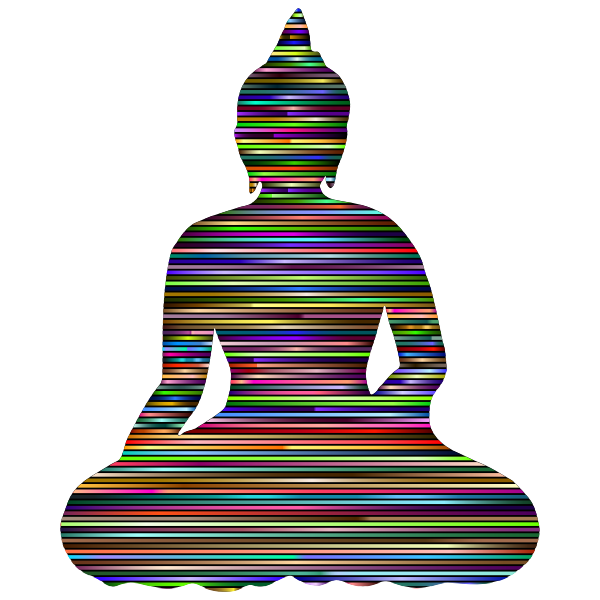 Sitting Buddha Silhouette Chromatic Lines