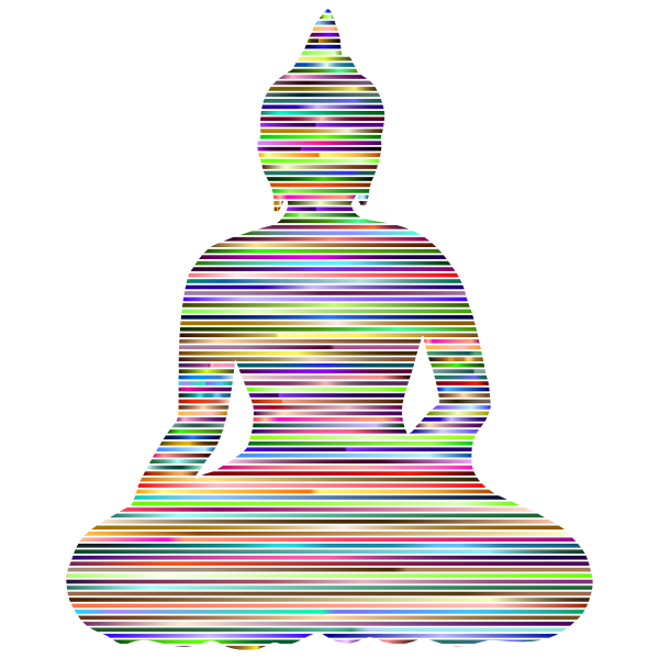 Sitting Buddha Silhouette Chromatic Lines No BG