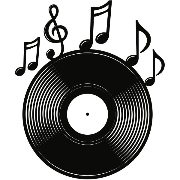 Download Vinyl Record With Notes Logo Free Svg