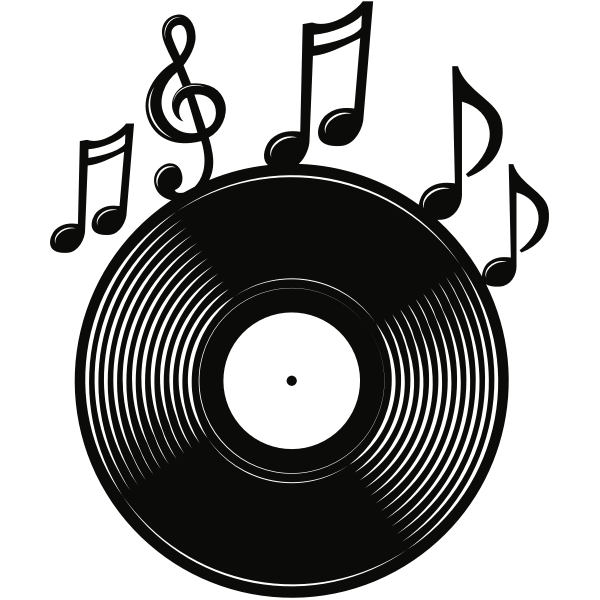 Vinyl Record With Notes Logo Free Svg