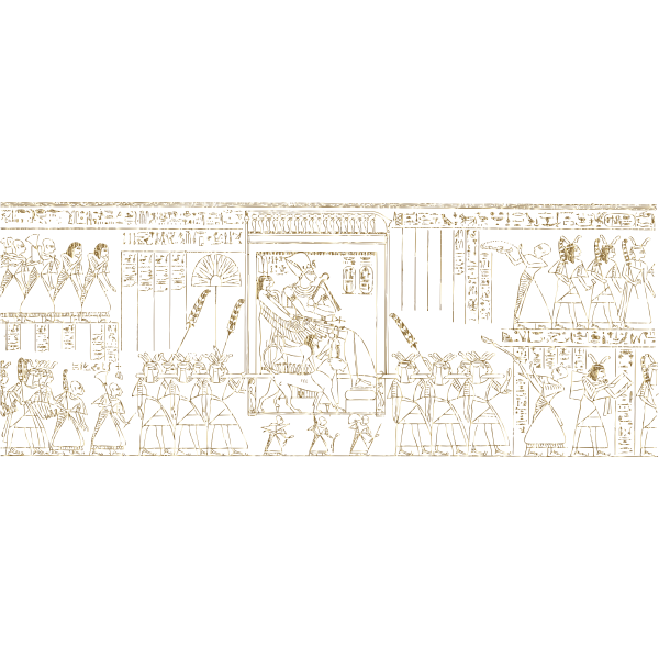 Pharaoh Being Carried Line Art Gold No BG