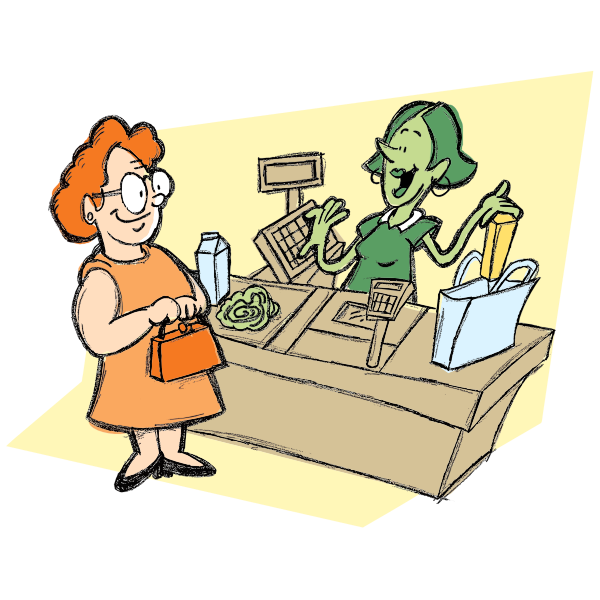 Woman And Cashier By richardsdrawings