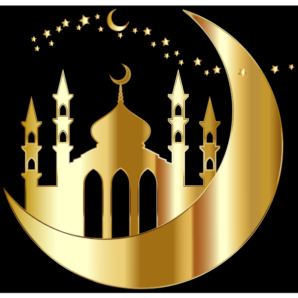 Download Mosque On Crescent Moon Silhouette By jambulboy Gold ...
