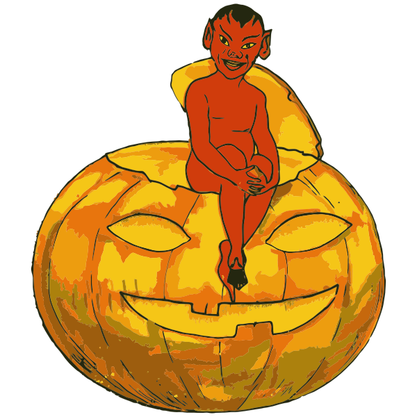 Demon Sitting On Jack O Lantern
