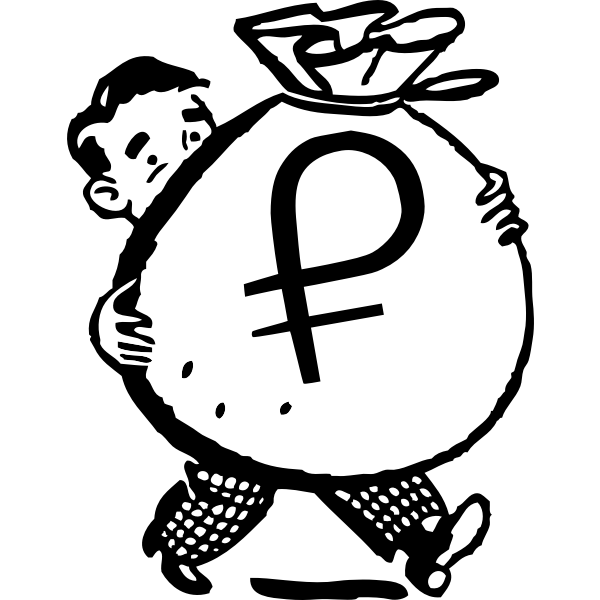 Guy With a Big Bag of Petro Coin Line Art