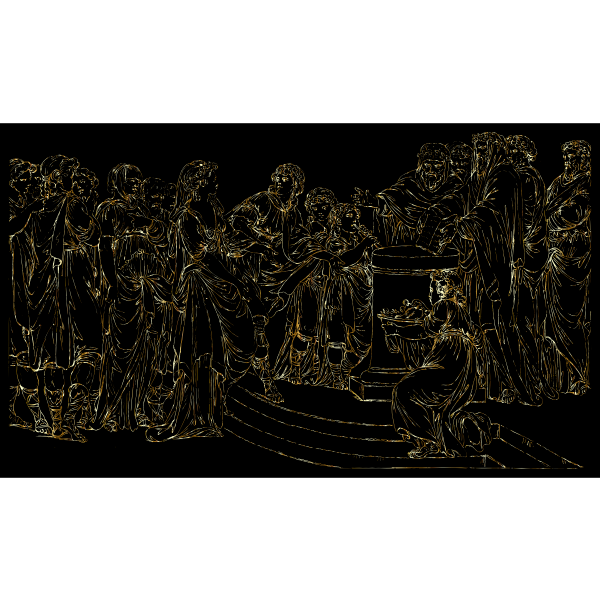 Gathering Of People Line Art Gold