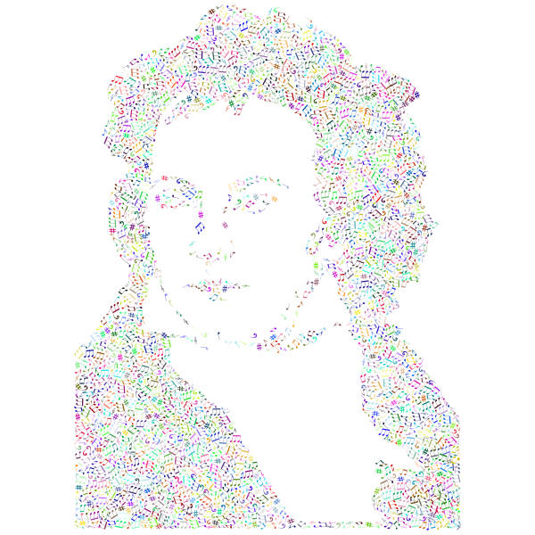 Ludwig Von Beethoven Portrait Musical Notes Prismatic