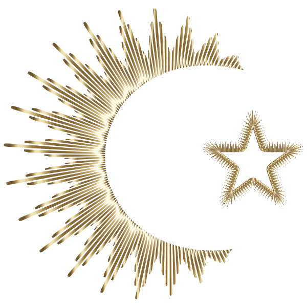 Art Deco Style Crescent And Star Gold