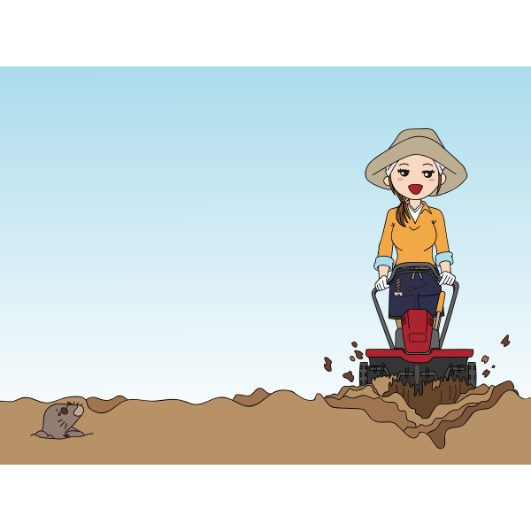 Girl with rototiller