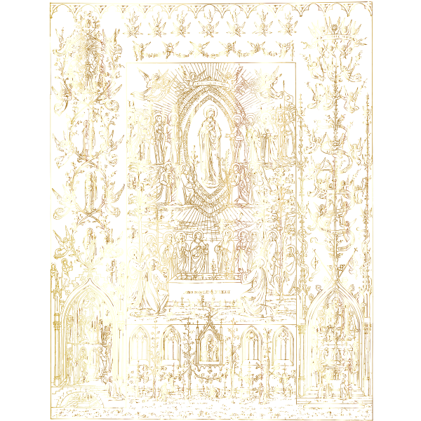 Virgin Mary Detailed Intricate Ornate Mural Gold No BG