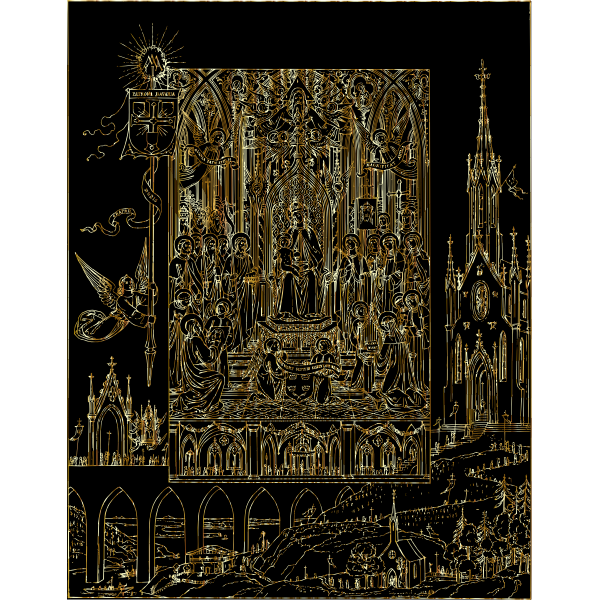 Saint Mary The Blessed Virgin Lithograph Gold