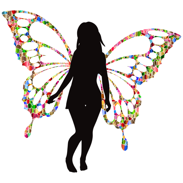 Butterfly Woman Silhouette Iridescent 2