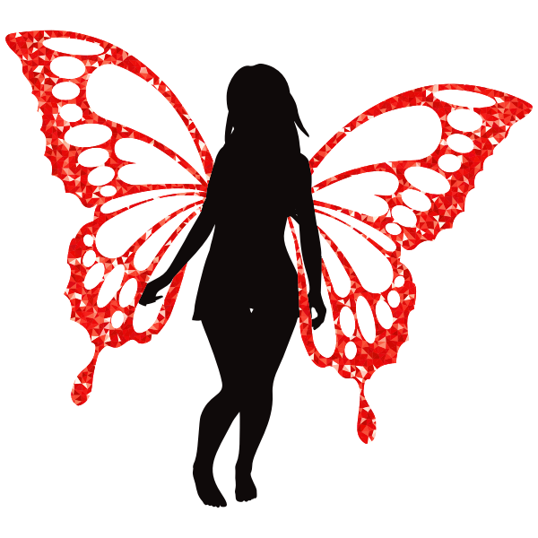 Butterfly Woman Silhouette Ruby