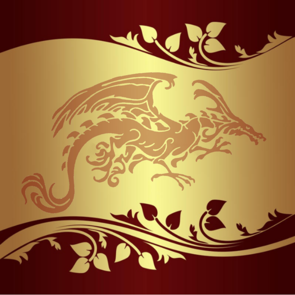 Red and Gold Tribal Dragon card - Free SVG
