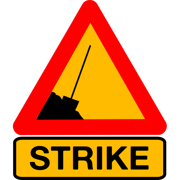 Worker on strike road sign