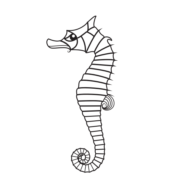 Seahorse silhouette black and white