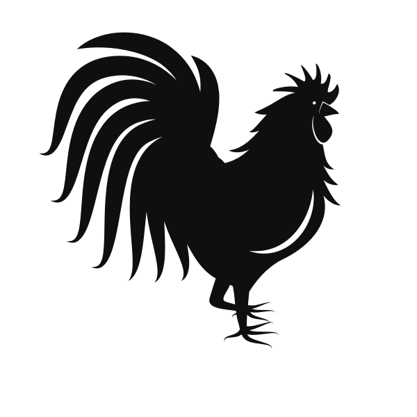 Rooster silhouette monochrome art