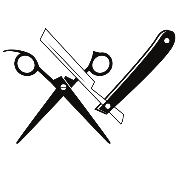 Razor and scissors silhouette