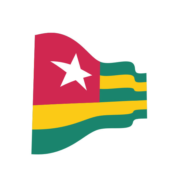Waving flag of Togo