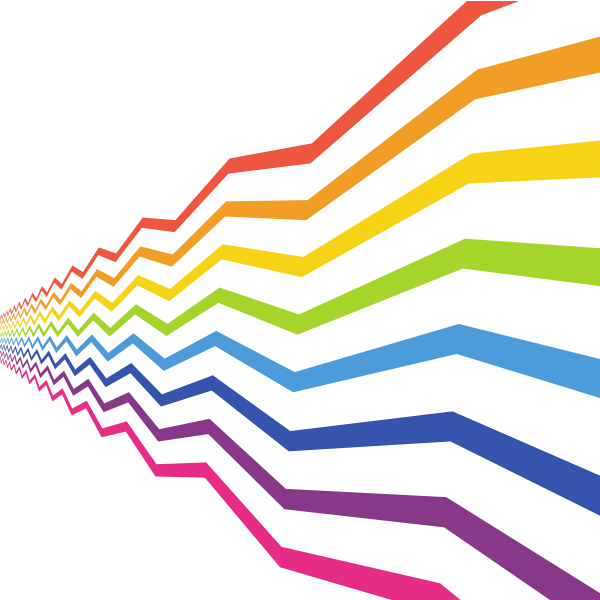 Colored zigzag lines on white background