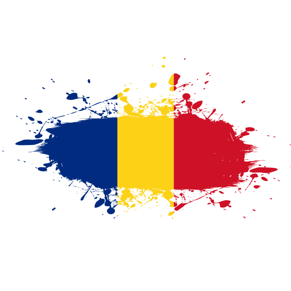 Romanian flag paint spatter