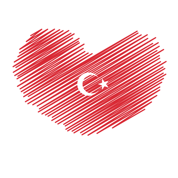 Turkish flag heart shape