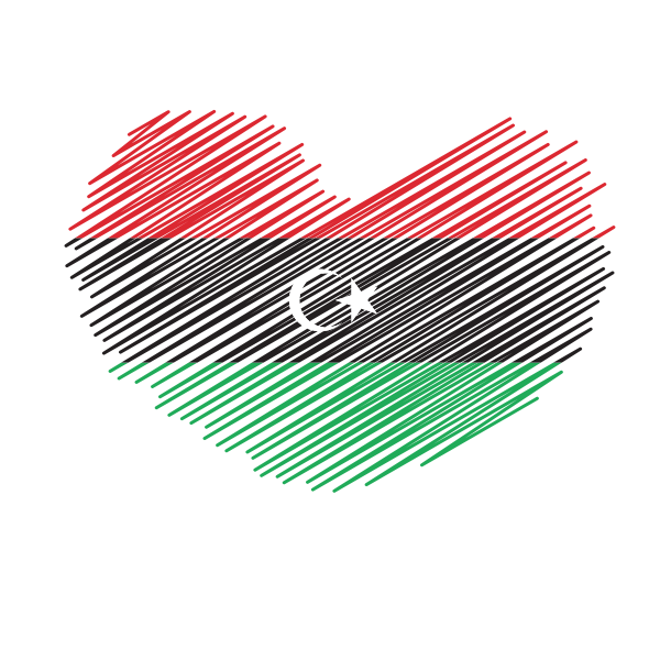 Libyan flag heart shape