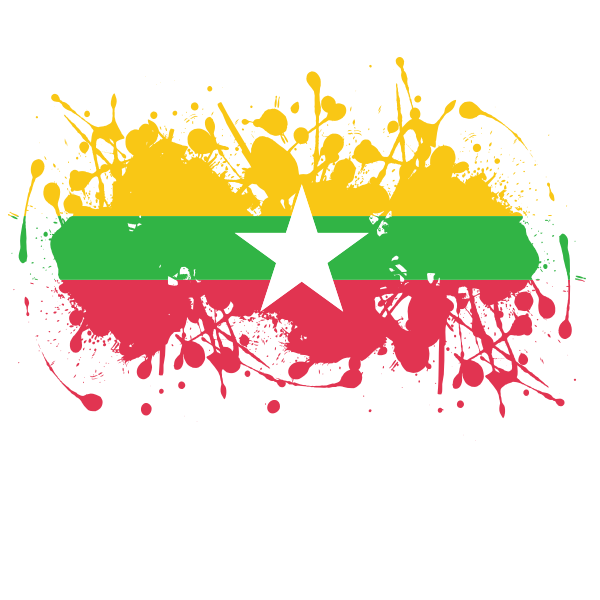 Myanmar flag ink splatter