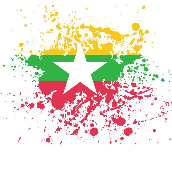 Myanmar flag ink grunge