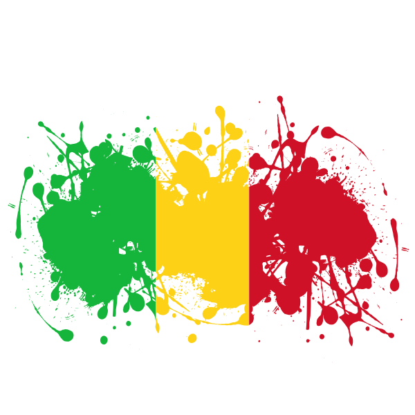 Mali flag paint splatter